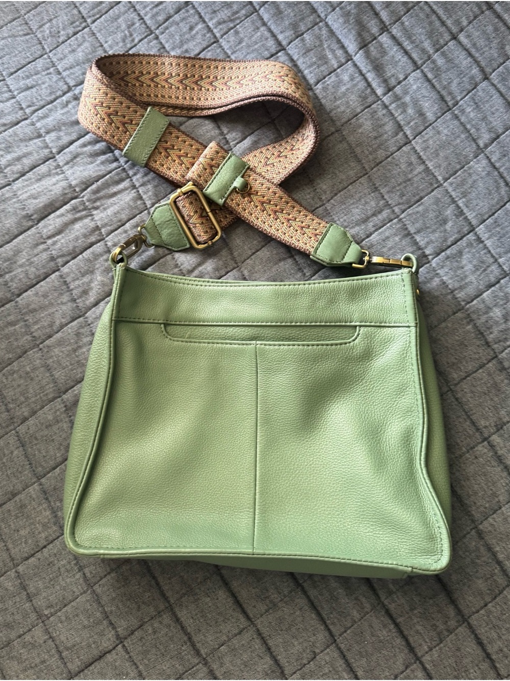 HOBO Sage Green Leather Hobo with Woven Strap